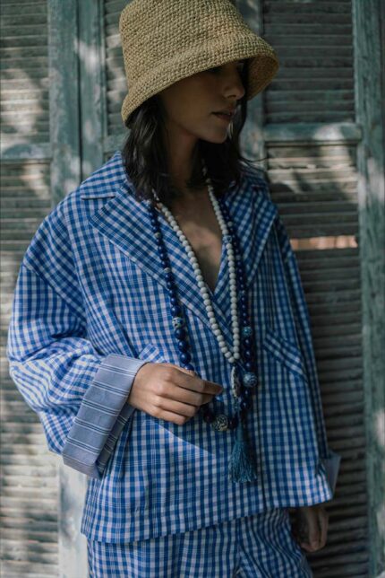Veste Vichy Bleue